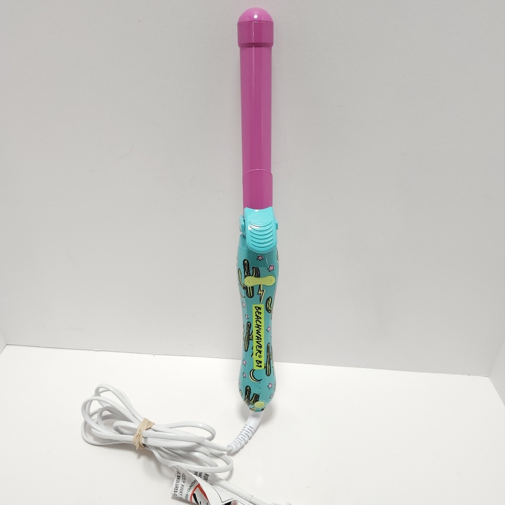 The Beachwaver Co. Pink Barrel Teal Patterned Curling Wand